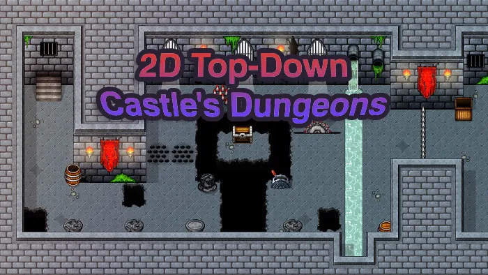 2d topdown tileset castle's dungeon