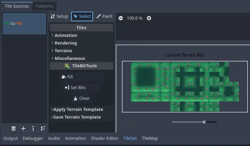 select tileset tab