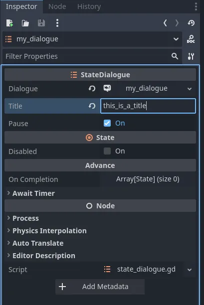 state dialogue in state machine