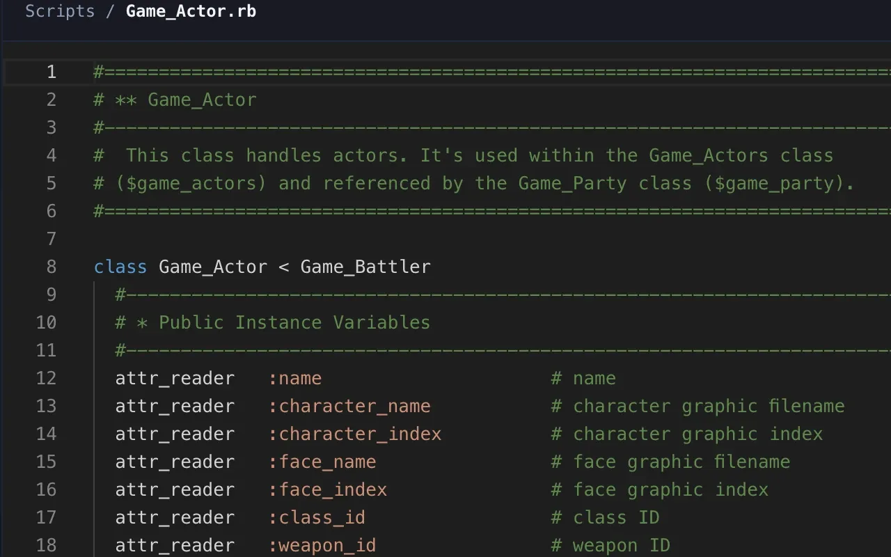 Built-in Ruby script editor in RPGM Studio